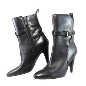 NIB$550 VERONICA BEARD Sohelia Buckled Strap Leather High-heel Ankle Boots 7.5